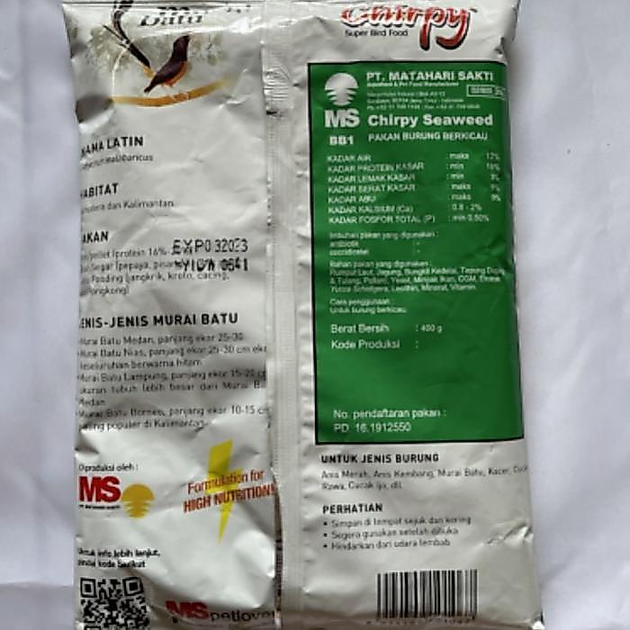Chirpy Seweed With Prebiotik Pur Hijau Pakab Burung Murai Kacer Dll
