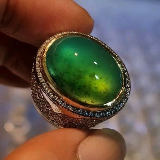 Natural Cincin Akik Bacan Gulau Ijo Botol Coklat Giwang Top Quality