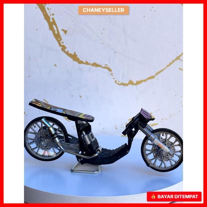 Miniatur Herex Drag Bike Motor // Mainan Motor Drag Handmade COD sizw 10 cm bahan plastik