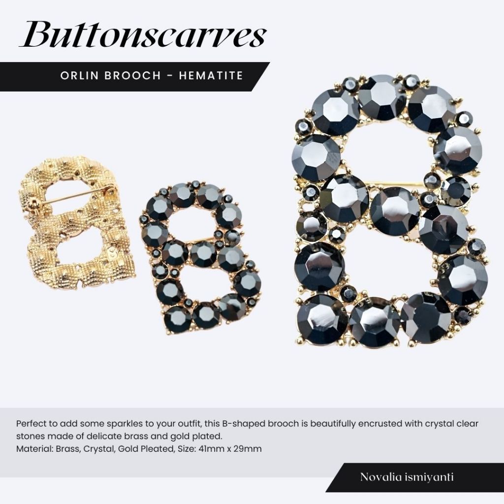 NEW as is Buttonscarves orlin brooch hematite