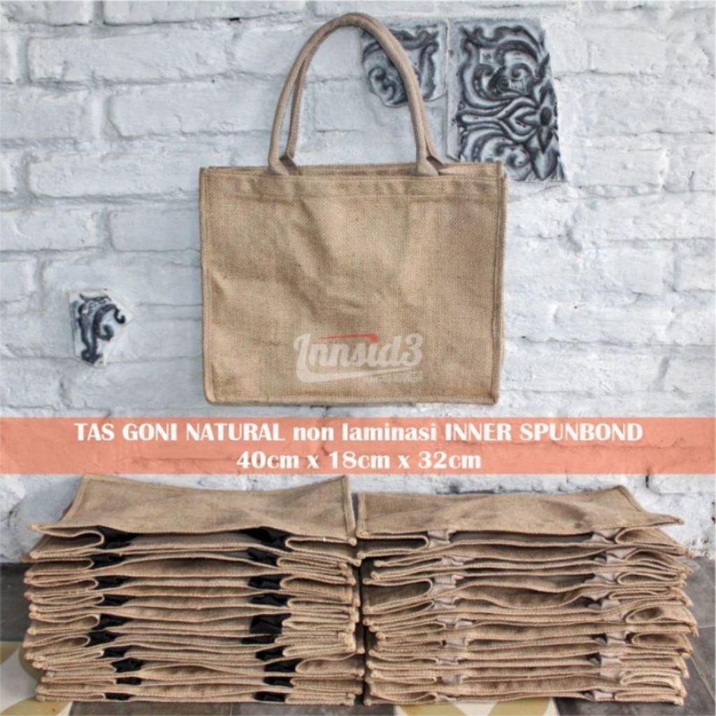 Innsid3 Tas GONI NATURAL Original Asli Bahan Goni ( non laminasi ) inner kain spunbond