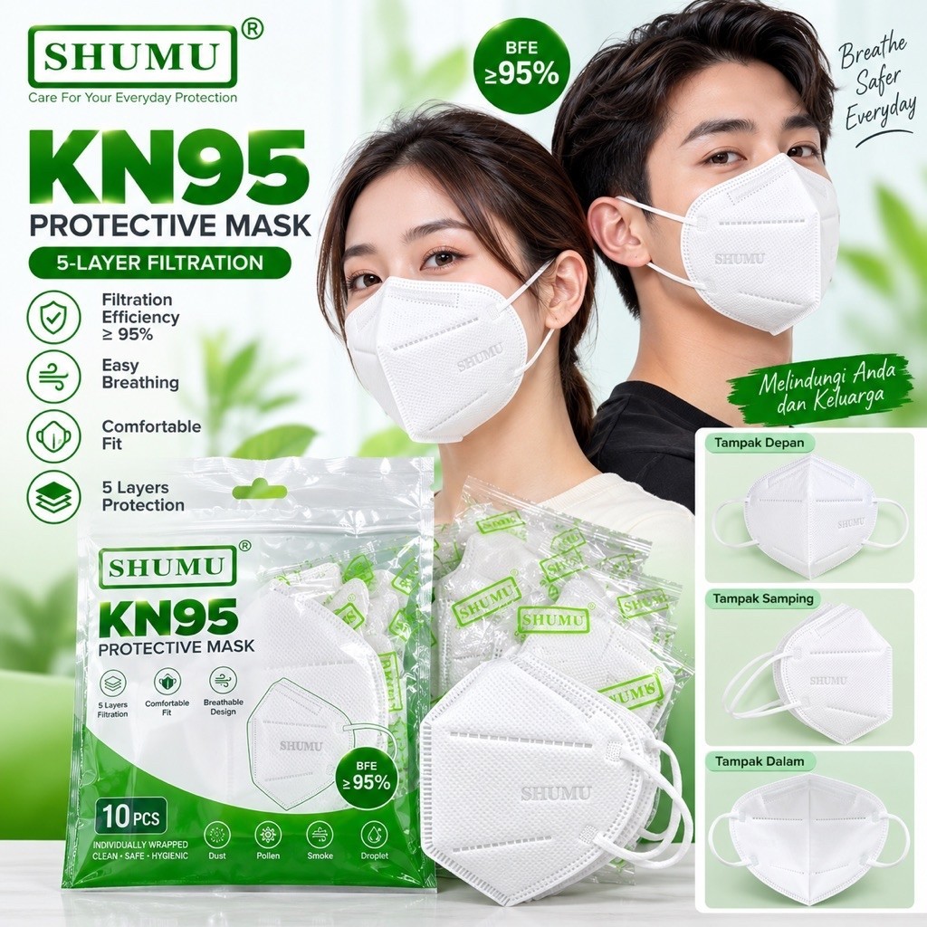 MASKER KN95 merek SHUMU 1 box masker 5ply masker duckbill masker earloop kn95