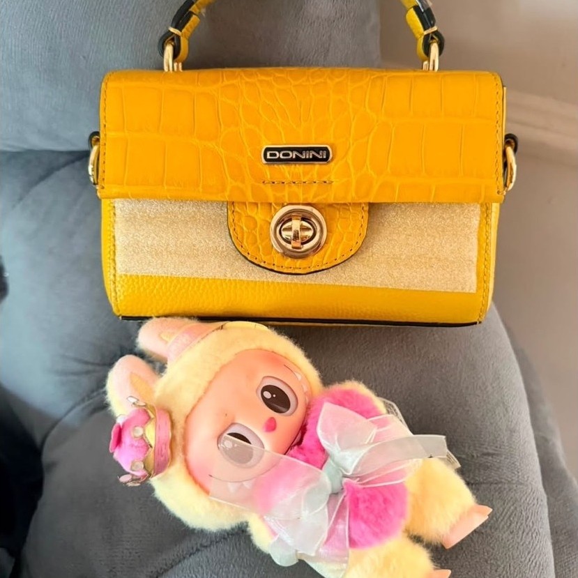 Tas Selempang Wanita DONINI warna kuning motif croco cantik