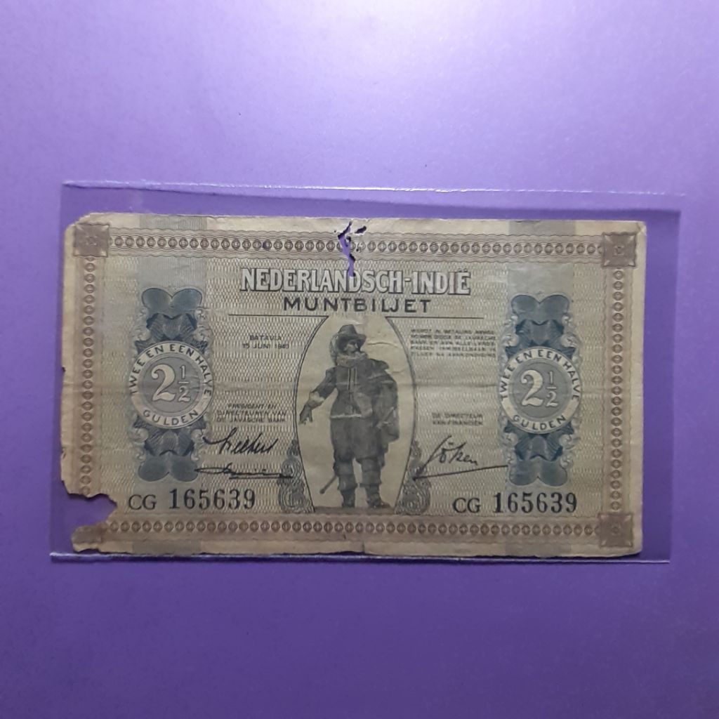 uang kuno 2.5 gulden muntbiljet