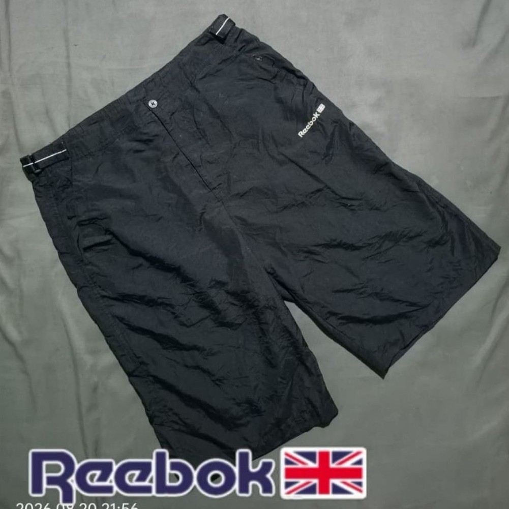 Celana Pendek Vintage Reebok Classic Fatigue Nylon Shorts Black Original Second