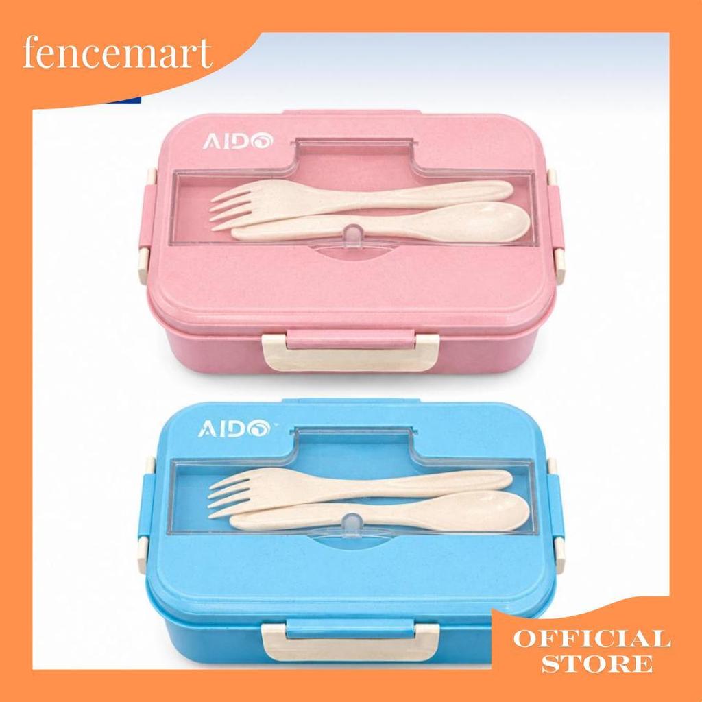 HOMESTATION - GROSIR Lunch Box Set Kotak Makan Bekal 1L Free Sendok Garpu Set 31003 NO BOX Terlaris