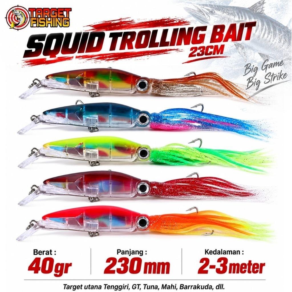 Umpan Trolling Bentuk Cumi 40gram - Lure Troling Tenggiri GT Tuna