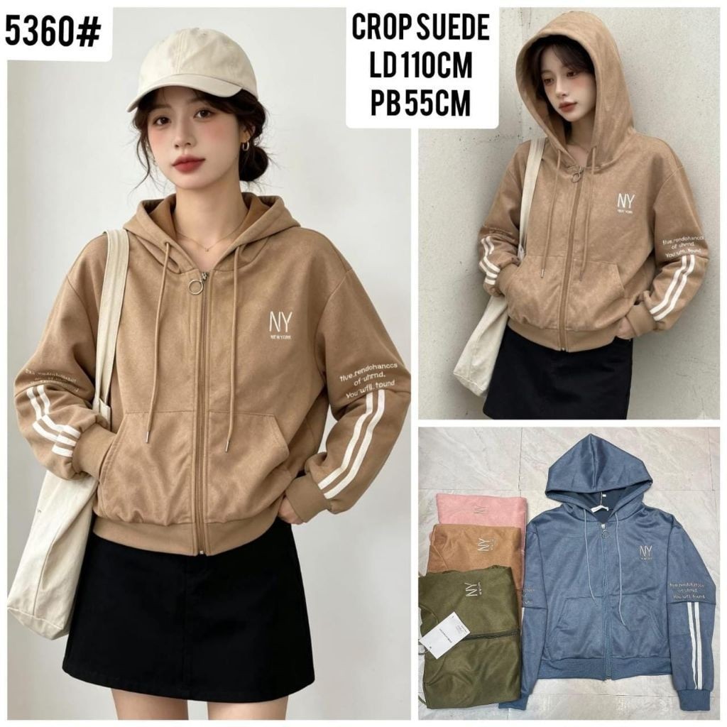 jacket crop suede TOMTOM bahan suede premium