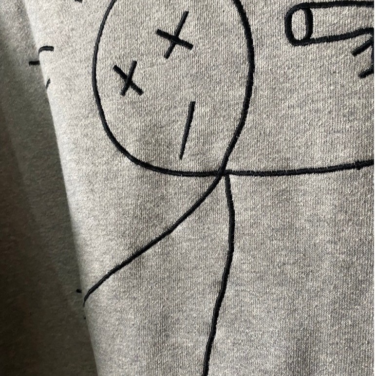 (68x59cm tanpa ditarik) CN crewneck sweater sweatshirt hoodie Compagno full bordir warna abu cn hudi