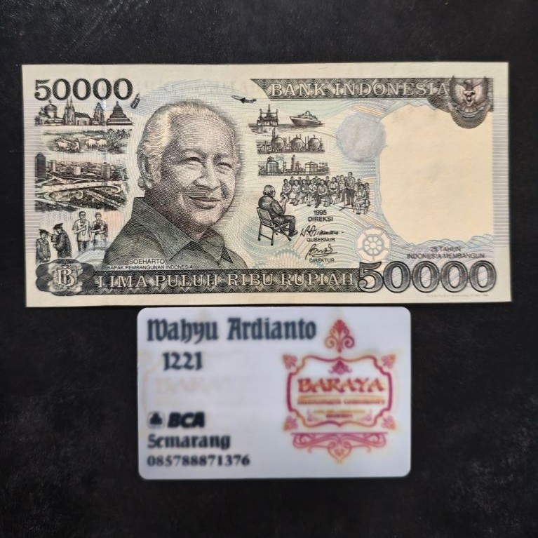 uang kuno 50.000 kertas soeharto 1995 imp 1995