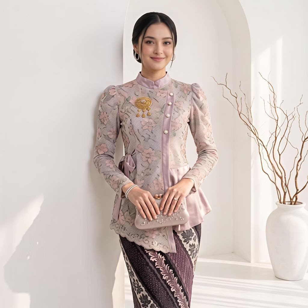 Blouse Korean Style Atasan Wanita Kondangan - Blouse Bunga Bunga Premium-Korean