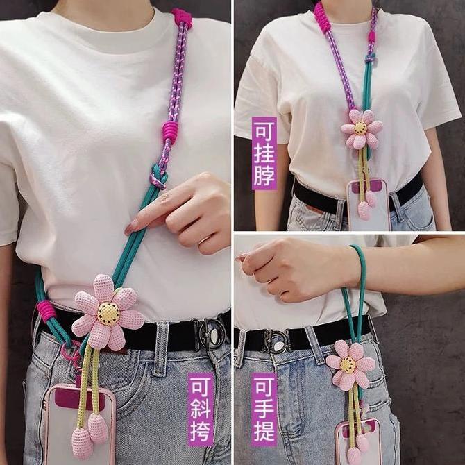 DF311 >> HEYACC Gantungan Hp Lanyard compatible fori Iphone Android Bisa Cross-body Motif Flower SM8
