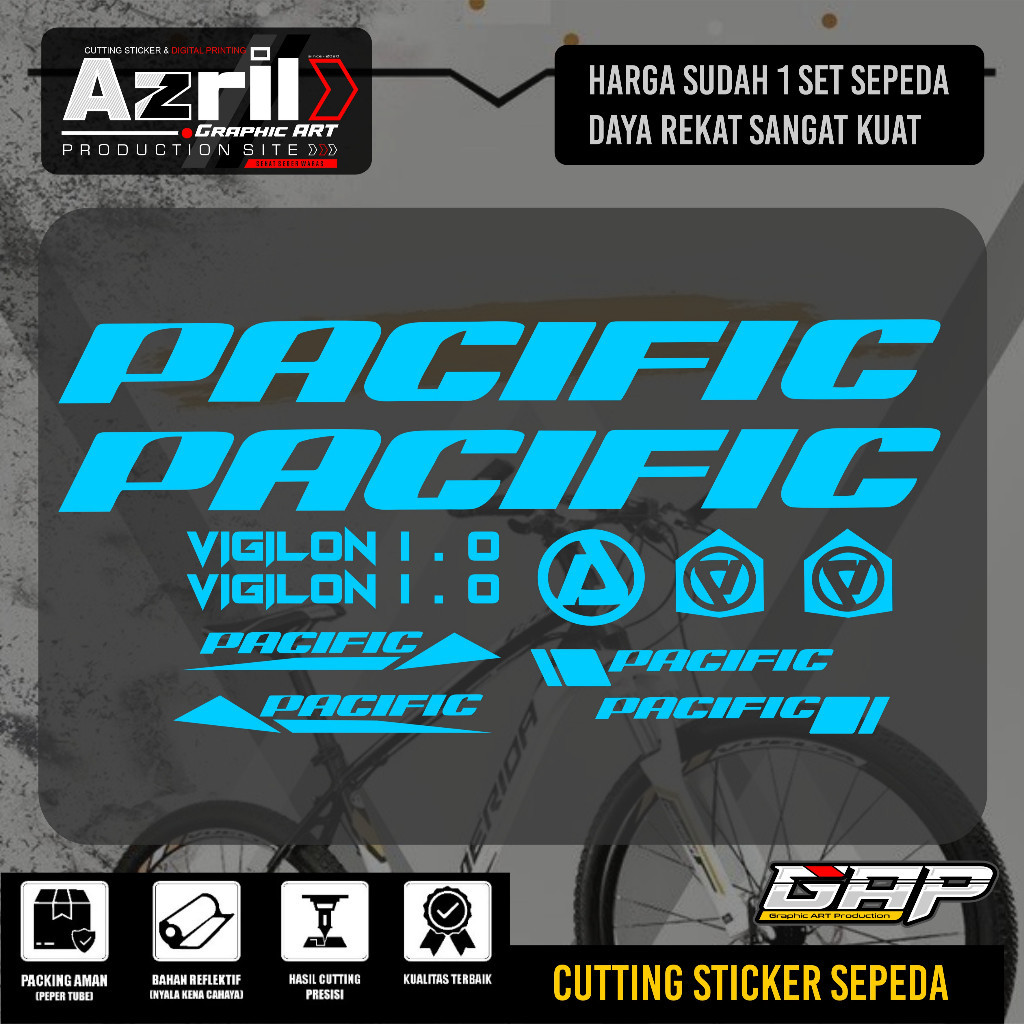 Sticker Sepeda MTB Pasific list sepeda pacific