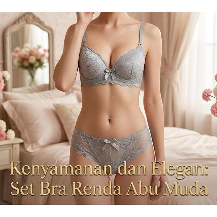 Satu Set Bra Dan Celana Dalam Wanita Bh+Cd Premium Renda Motif Busa Tebal Lembut Setelan