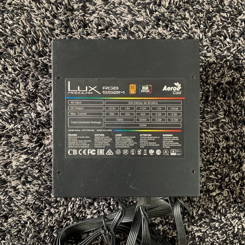 PSU PC Power Supply Aerocool Lux RGB 550w Semi Modular