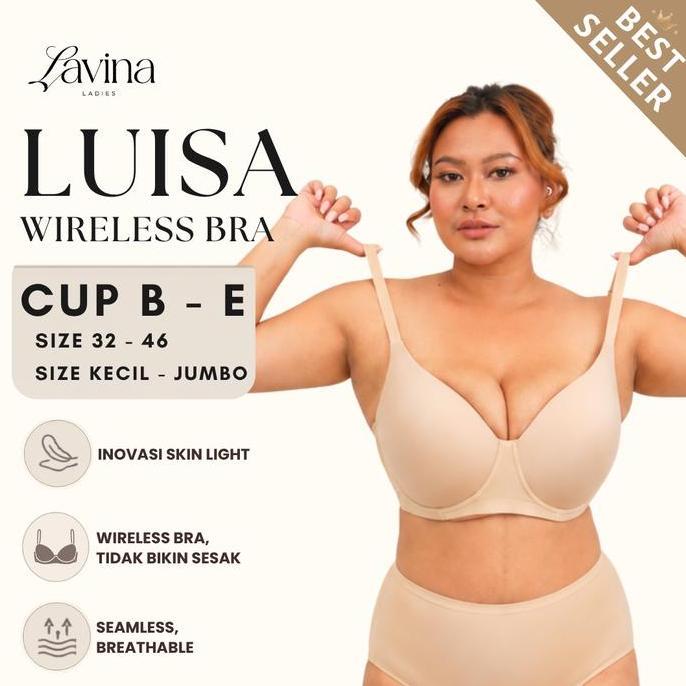 Lavina Ladies Bra Luisa Jumbo Wireless Full Cover Bra Tanpa Kawat Seamless Size 32-46 Cup B-E