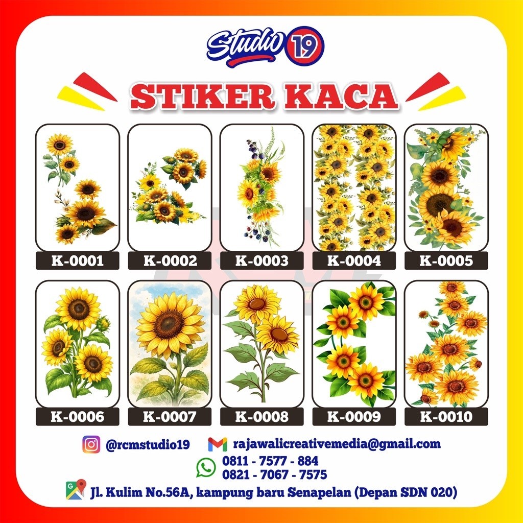 Stiker Kaca Motif Bunga Custom Ukuran | Sticker Kaca Jendela Pintu Dekorasi Floral