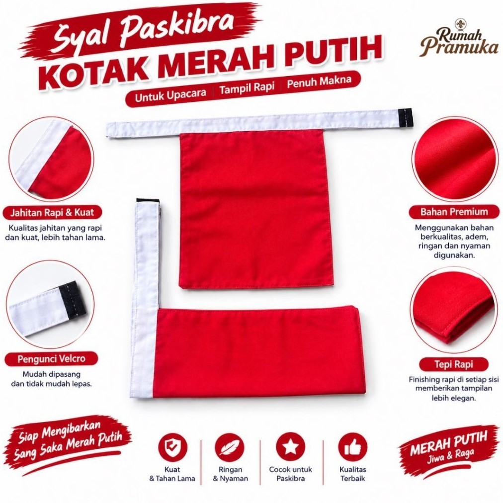 Syal Paskibra Merah Putih Syal Paskibra Merah Merah / Scraf Paskibra / Slayer Paskibra / Slayer Pask