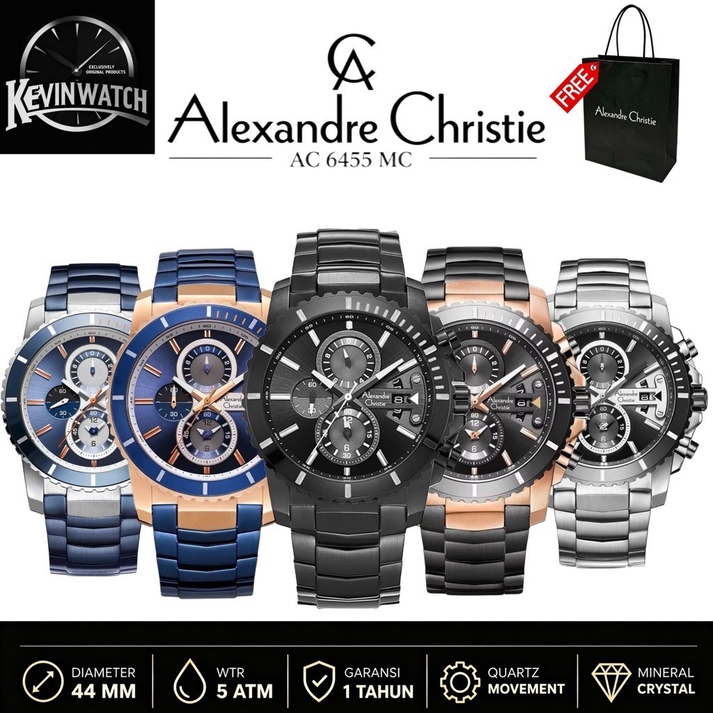 Jam Tangan Pria Alexandre Christie 6455 AC6455 AC 6455 -ORIGINAL-