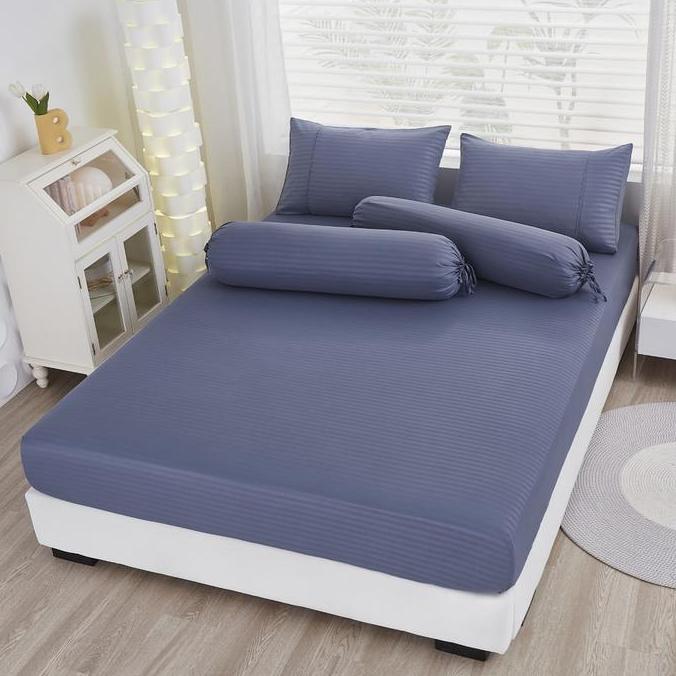 Informa Set Seprai Microfiber Emboss Biru Indigo King Queen Single 180x200 160x200 120x200 100x200 S