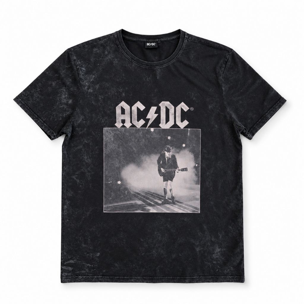 Pull&Be4r ACDC Acid Wash T-shirt ORIGINAL NEW Made In Turkey / Kaos Distro Baju Merek Asli Baru Over