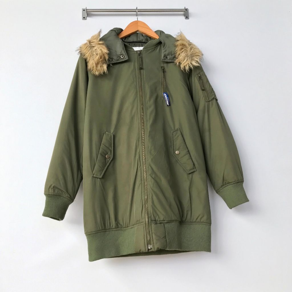 M Jaket Tebal Windbreaker COLZA Parka Bomber Hijau Army