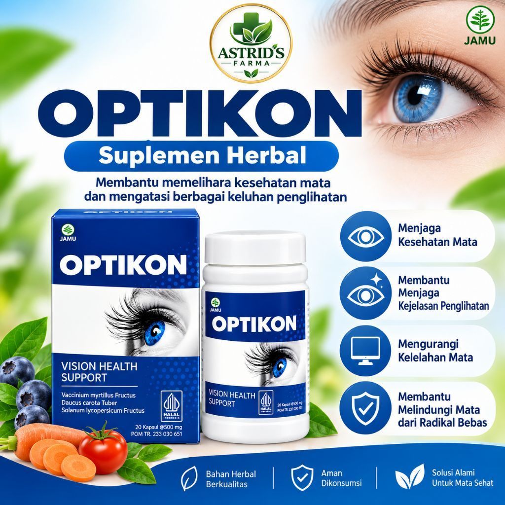 Optikon Asli Obat Herbal Mata 100% Original Isi 20 Kapsul BPOM