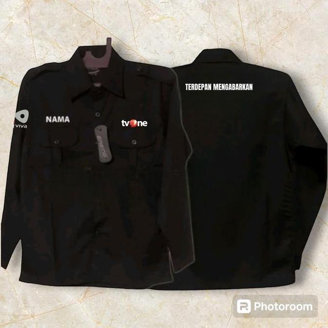 Ready Kemeja TVONE Seragam tvOne Merah Lengan Panjang murah