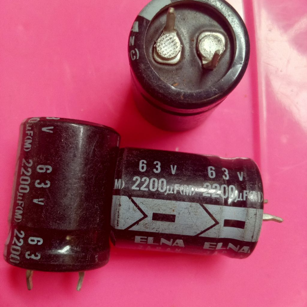3 pcs elco 2200 uf 63 V merk elna 2 pin paku baru stok lama