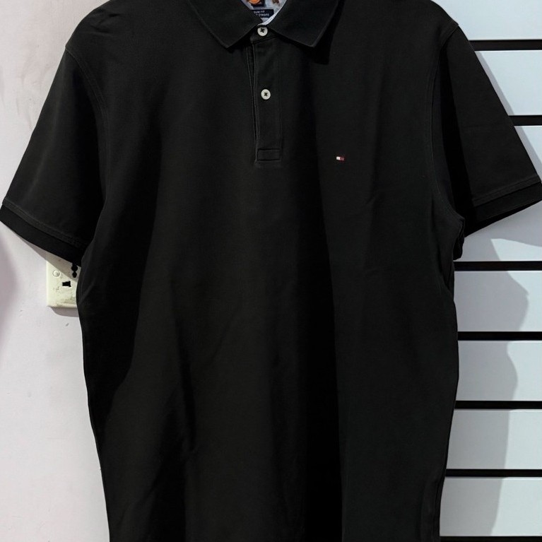 TOMMY HILFIGER 1985 SLIM FIT POLO SHIRT ( BLACK )