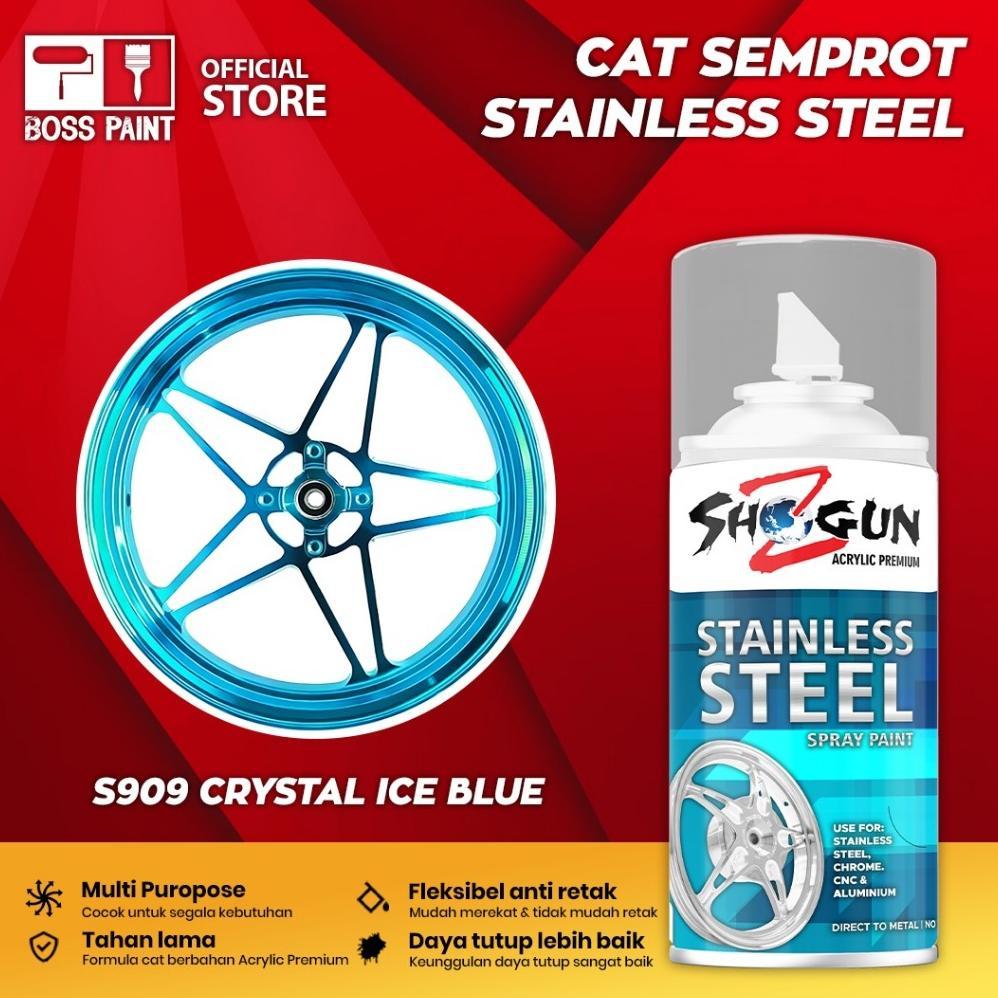 HNS Cat Semprot Pilox Shogun Z Cat Stainless Steel Paint Untuk Velg CNC Chrome-Crystal Ice Blue 909