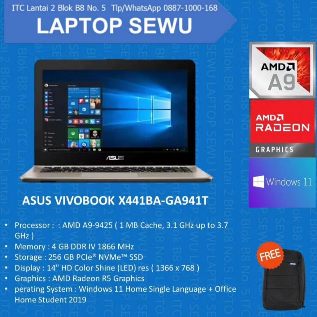 Asus Vivobook x441ba Amd a9-9425 Ram 4 gb Ssd 256 gb