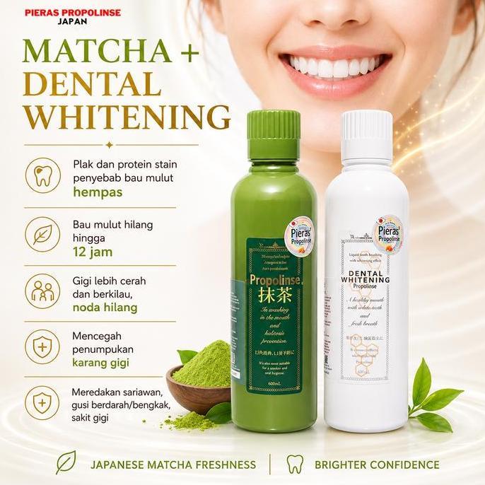Pieras Propolinse Bundling Whitening Matcha 600ML Moutwash Paket Obat Kumur Pemutih Gigi
