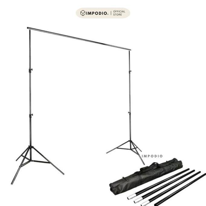 IMPODIO Stand Backdrop Foto 2x3m / 3x3m Lipat Portable | Tripod Penyangga Background Studio Profesio