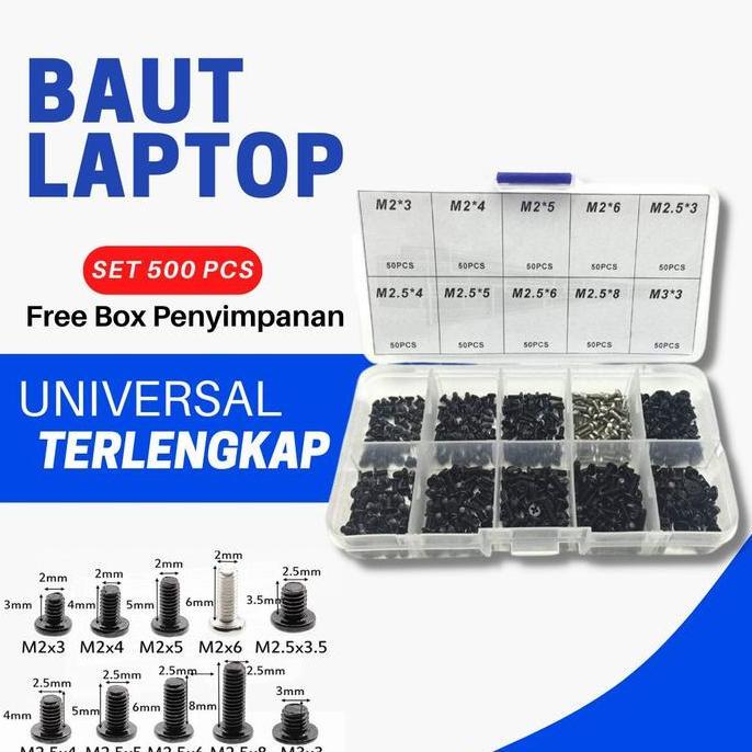 Baut Mur Screw Laptop Universal 500pcs Set kit