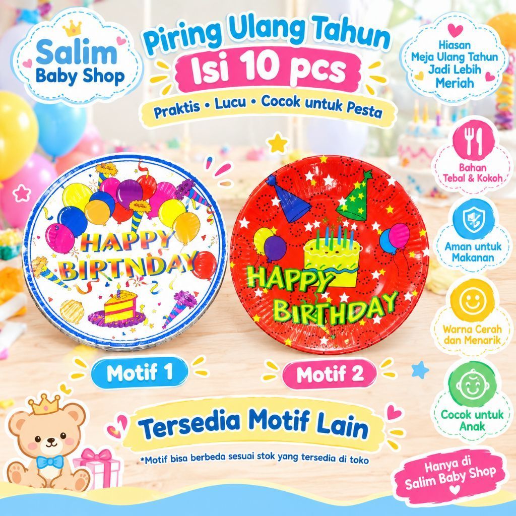 Piring Kertas Kue  isi 10pc - piring kue - sendok plastik 50pc - garpu plastik 50pc