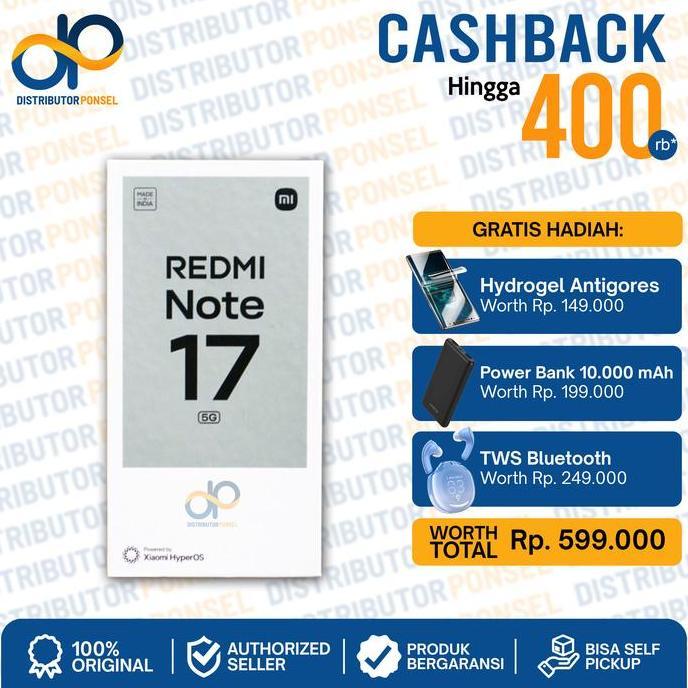 Xiaomi Redmi Note 17 4G 5G 6/128GB 6/256GB 8/256GB Garansi Resmi Not Note 15 14 Pro Max