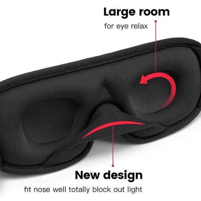 Masker Tidur Travel Penutup Mata 3D Portable Sleeping Mask Hitam HO325A Memory Foam 22.5x9 cm Cocok 