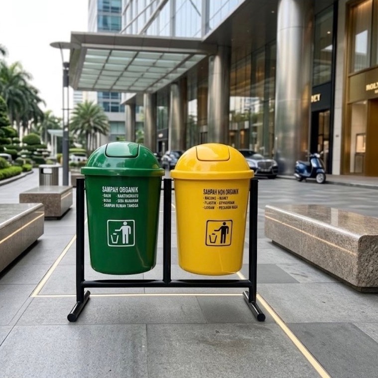 tempat sampah 2 pilah kapasitas 80 litter, tempat sampah 2in1, tempat sampah gantung, tempat sampah 