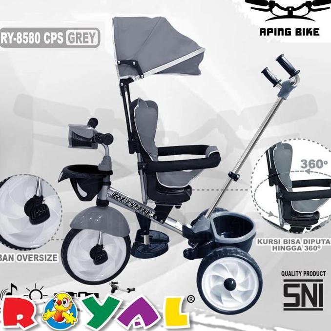 Sepeda Roda Tiga Royal Ry-8580 Cps Kursi Putar 360 + Musik Tricycle Anak