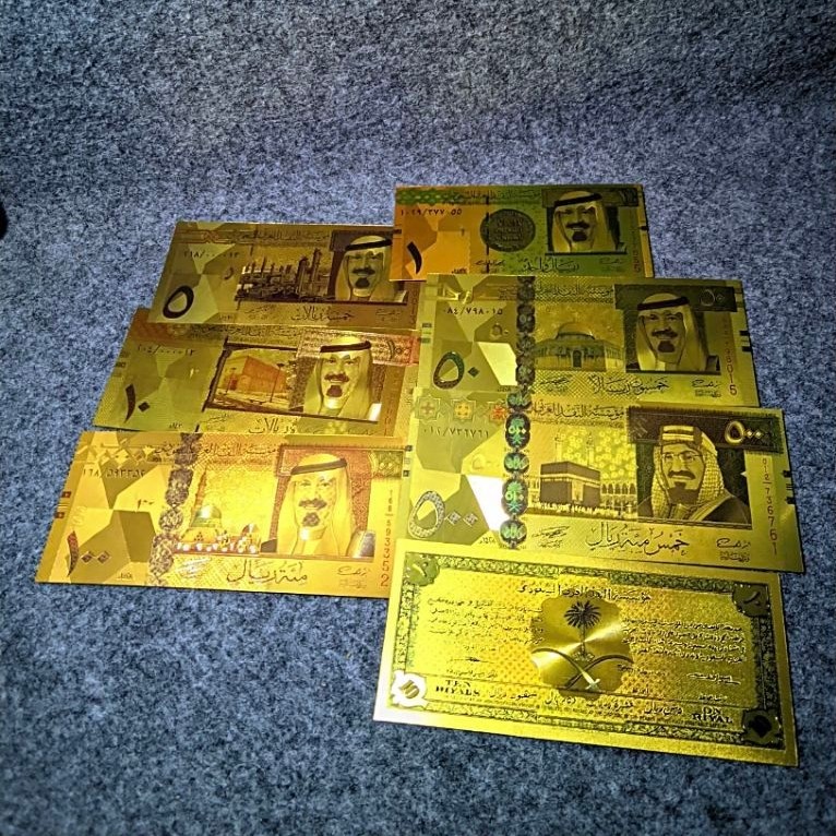 1 Set Sovenir Gold Foil Riyal Arab
