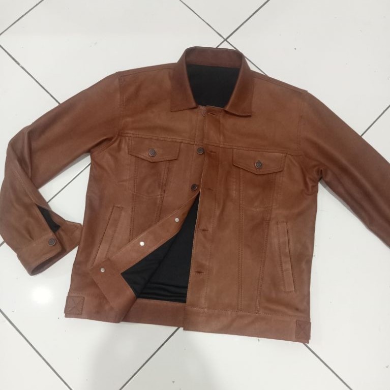 jaket kulit trucker/levi's brown vintage