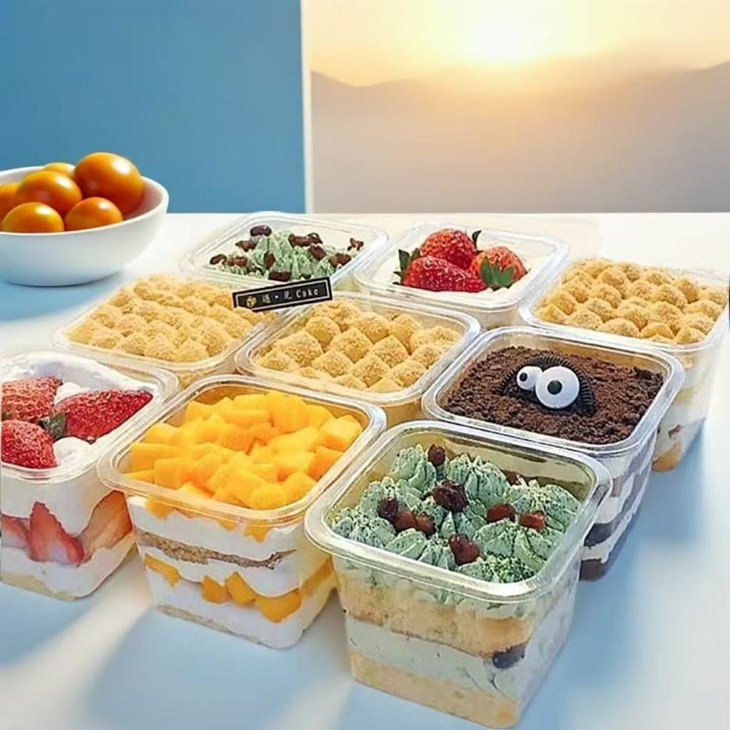 [ 1DUS 500 SET ] Mika Box Dessert Korean 500 Ml Cup Box Dessert Tiramisu Salad