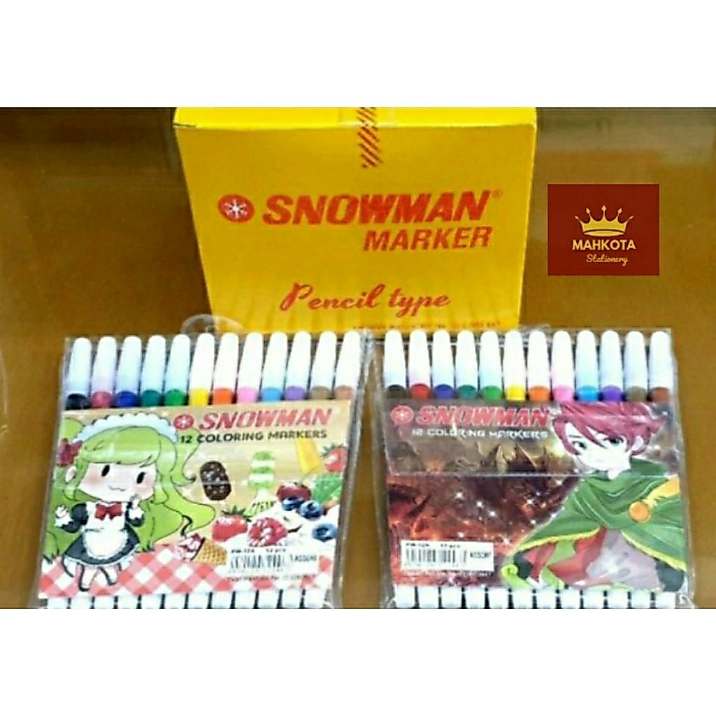 Spidol SNOWMAN PW-12A Marker Kecil/Spidol Kecil 12 Warna 1 Pack