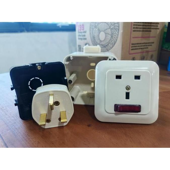 Broco Gracio Stop Kontak Ac Set 4155 Putih / Cream  Original - Colokan Ac Lengkap Steker + Inbow Out