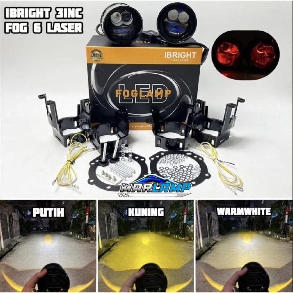 Foglamp biled IBRIGHT FOG 6 Foglamp 3inc BlueLens + Kipas Pendingin