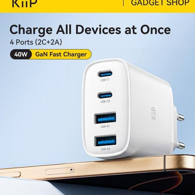 Kiip G40W Charger Adaptor Gan 40W 4Port Pd Fast Charging
