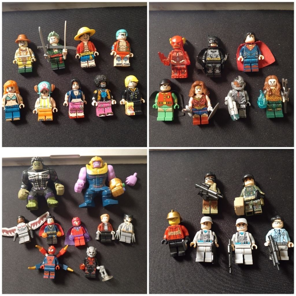 Minifigure brick set One Piece, Justice League, Marvel