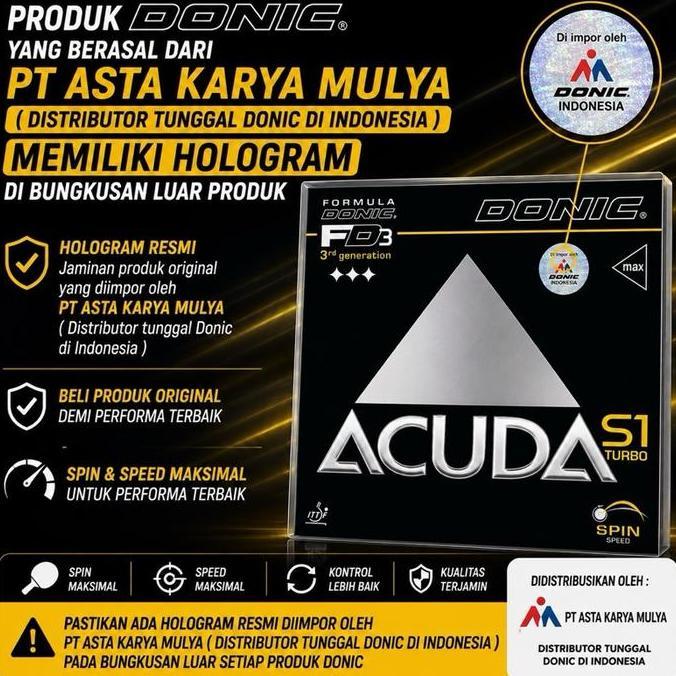 DONIC Karet /Rubber Bat ACUDA SERIES ACUDA S1 TURBO, S1, S2, S3