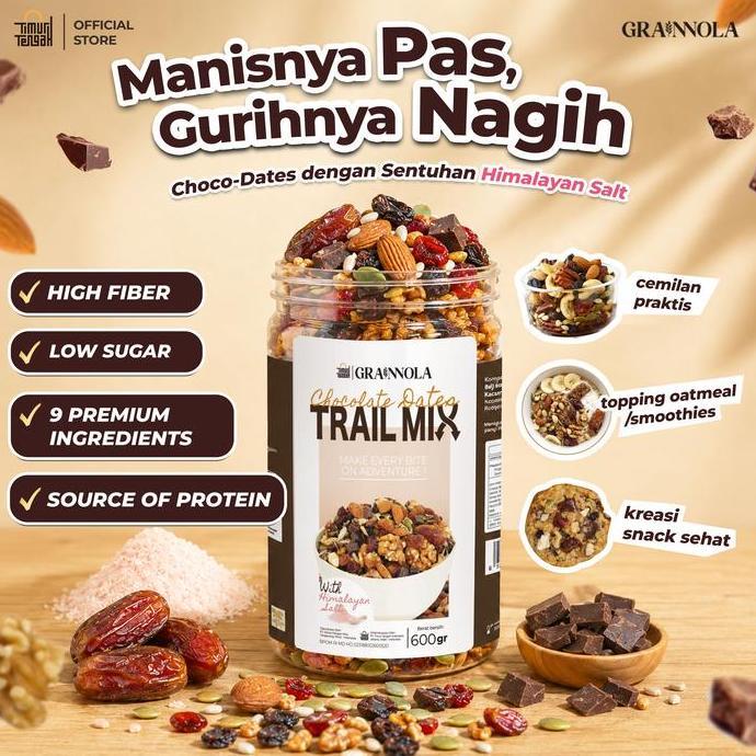 Timur Tengah 9 in 1 Trail Mix Chocolate Dates 600 gr | Almond, Walnut, Kurma, Choco Chunks, Raisin, 